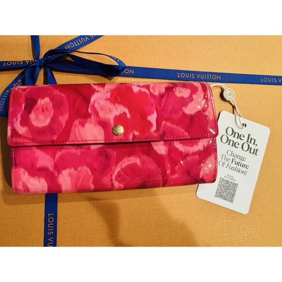 Louis Vuitton Indian Rose Vernis Ikat Flower Pink Sarah Wallet LTD Patent Leathe - Picture 3 of 12